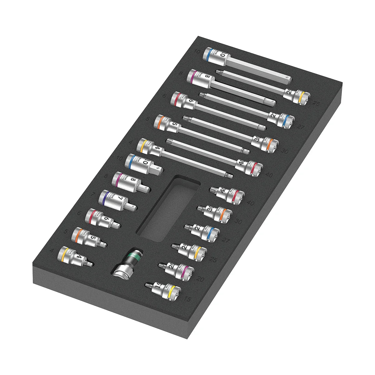 Wera Tools 05150113001 9723 Foam Insert & Zyklop B 22 Piece Bit Socket Set 1 3/8" Drive