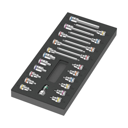 Wera Tools 05150113001 9723 Foam Insert & Zyklop B 22 Piece Bit Socket Set 1 3/8" Drive