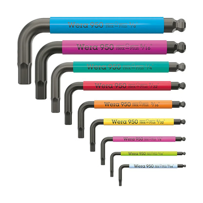 Wera Tools 05022641001 950/9 Hex-Plus Multicolour BlackLaser Imperial L-key 9-Piece Set