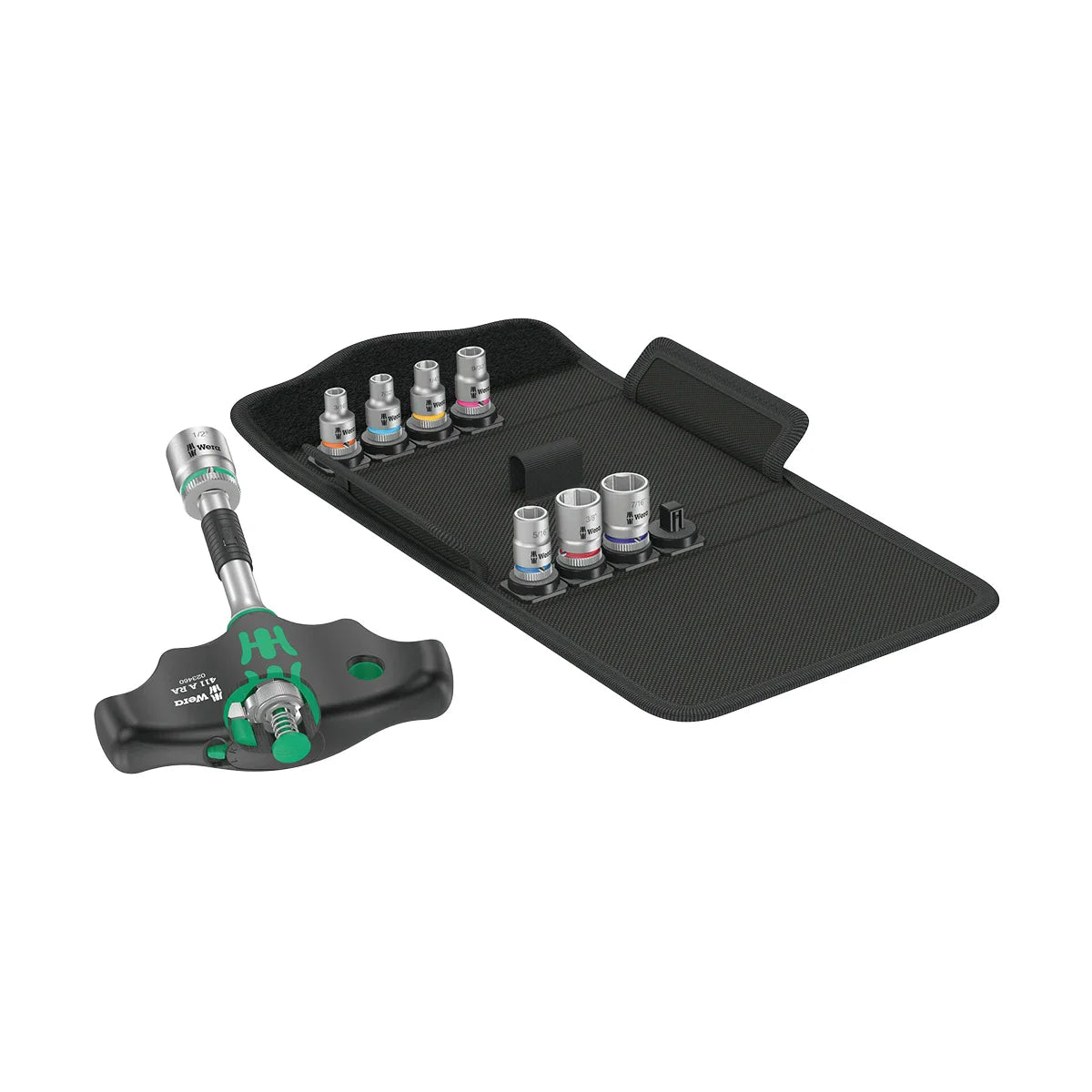 Wera Tools 05057474001 Kraftform Kompakt 400 RA 9-Piece Imperial T-Handle Socket Set