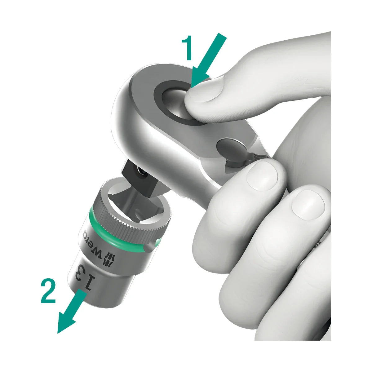 Wera Tools 05004033001 8003 B Zyklop Metal Push-Through Square 3/8" Drive Ratchet