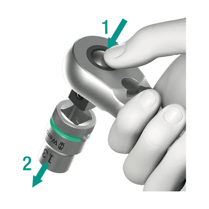Wera Tools 05004033001 8003 B Zyklop Metal Push-Through Square 3/8" Drive Ratchet