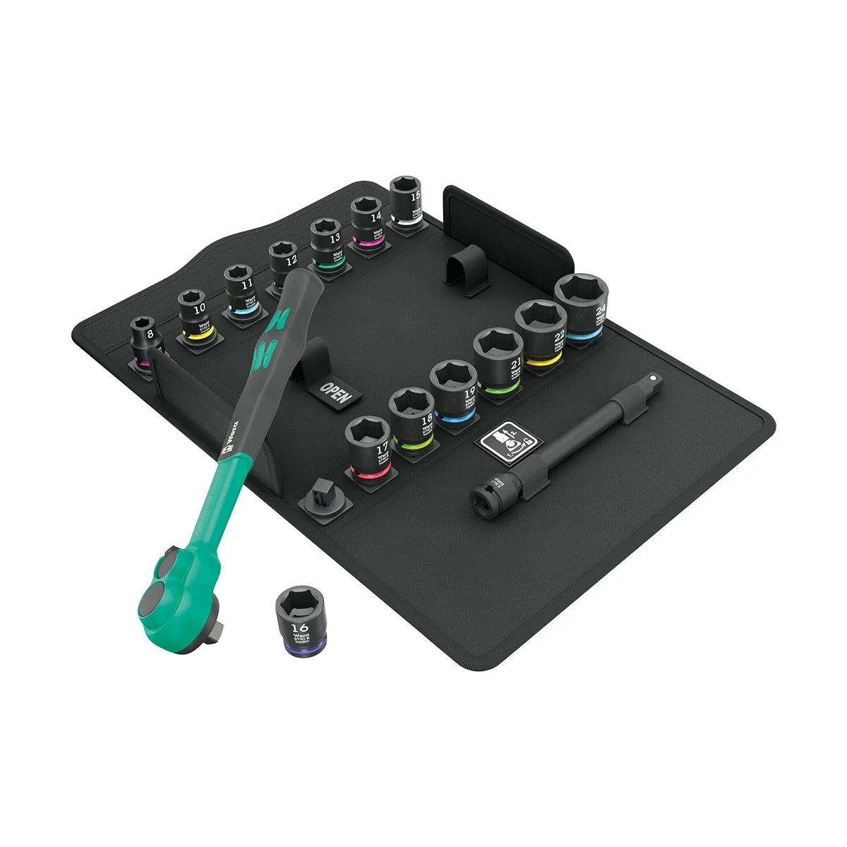 Wera Tools 05005530001 8100 SB 12 Zyklop Comfort 16 Piece Metric Ratchet Set - 3/8" Drive