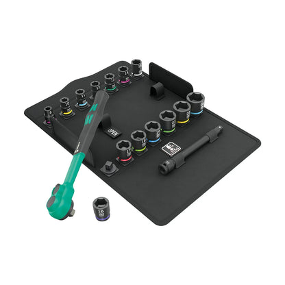 Wera Tools 05005530001 8100 SB 12 Zyklop Comfort 16 Piece Metric Ratchet Set - 3/8" Drive
