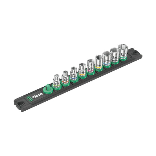 Wera Tools 05005400001 Zyklop 9 Piece Metric Socket Set 1/4" Drive w/ Magnetic Socket Rail