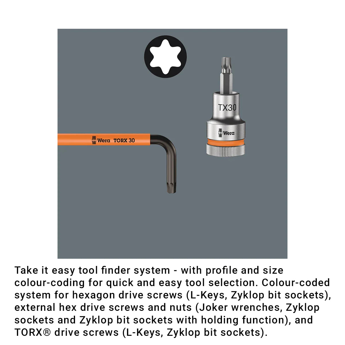 Wera Tools 05024179001 9-Piece Imperial Multi-Colour BlackLaser Torx Key Set