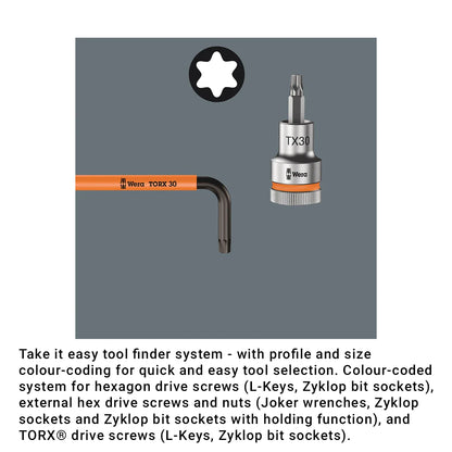 Wera Tools 05024179001 9-Piece Imperial Multi-Colour BlackLaser Torx Key Set