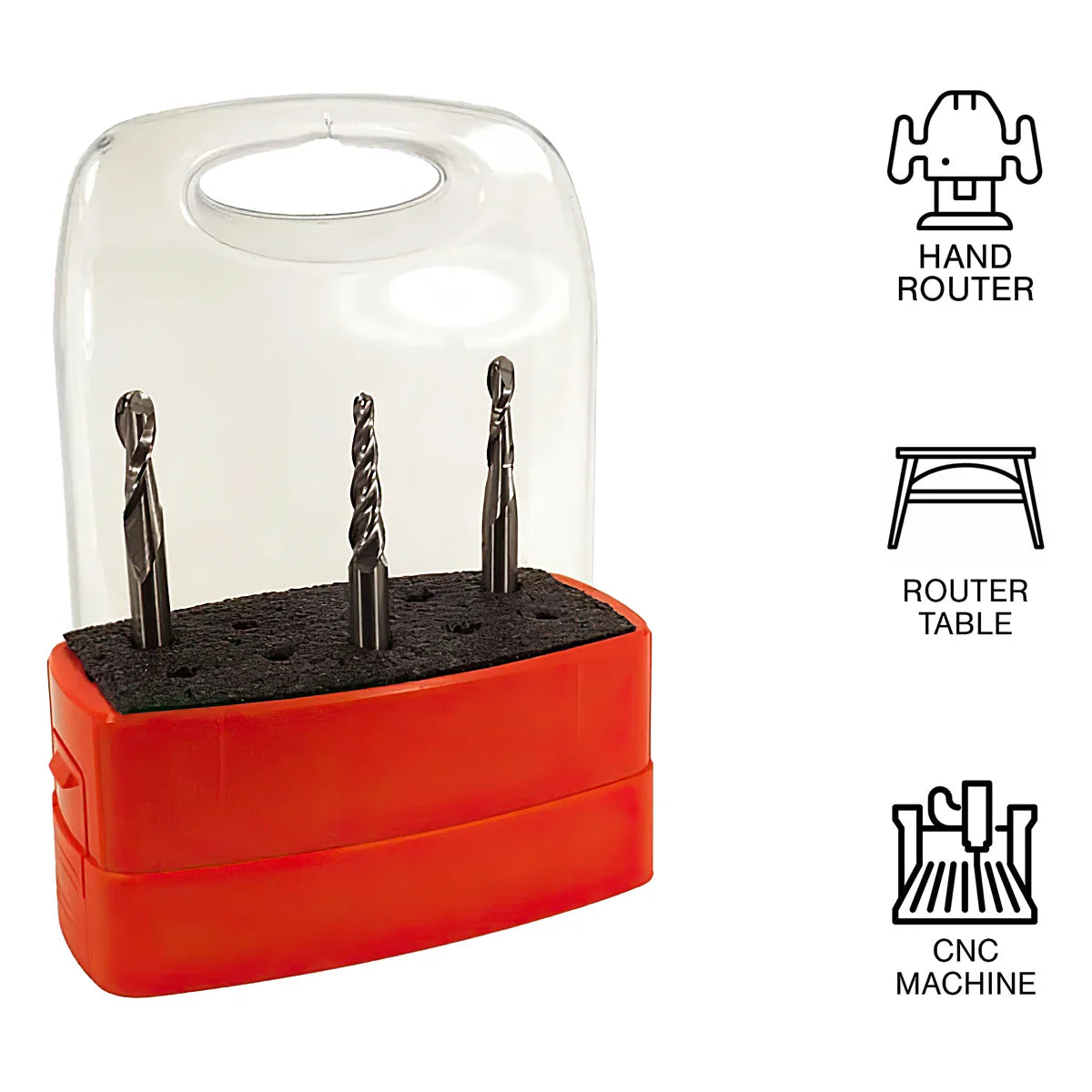 Whiteside WH703 3 Piece CNC Ball Nose Bit Set 1/4" Shank