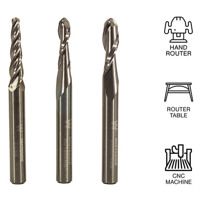 Whiteside WH703 3 Piece CNC Ball Nose Bit Set 1/4" Shank
