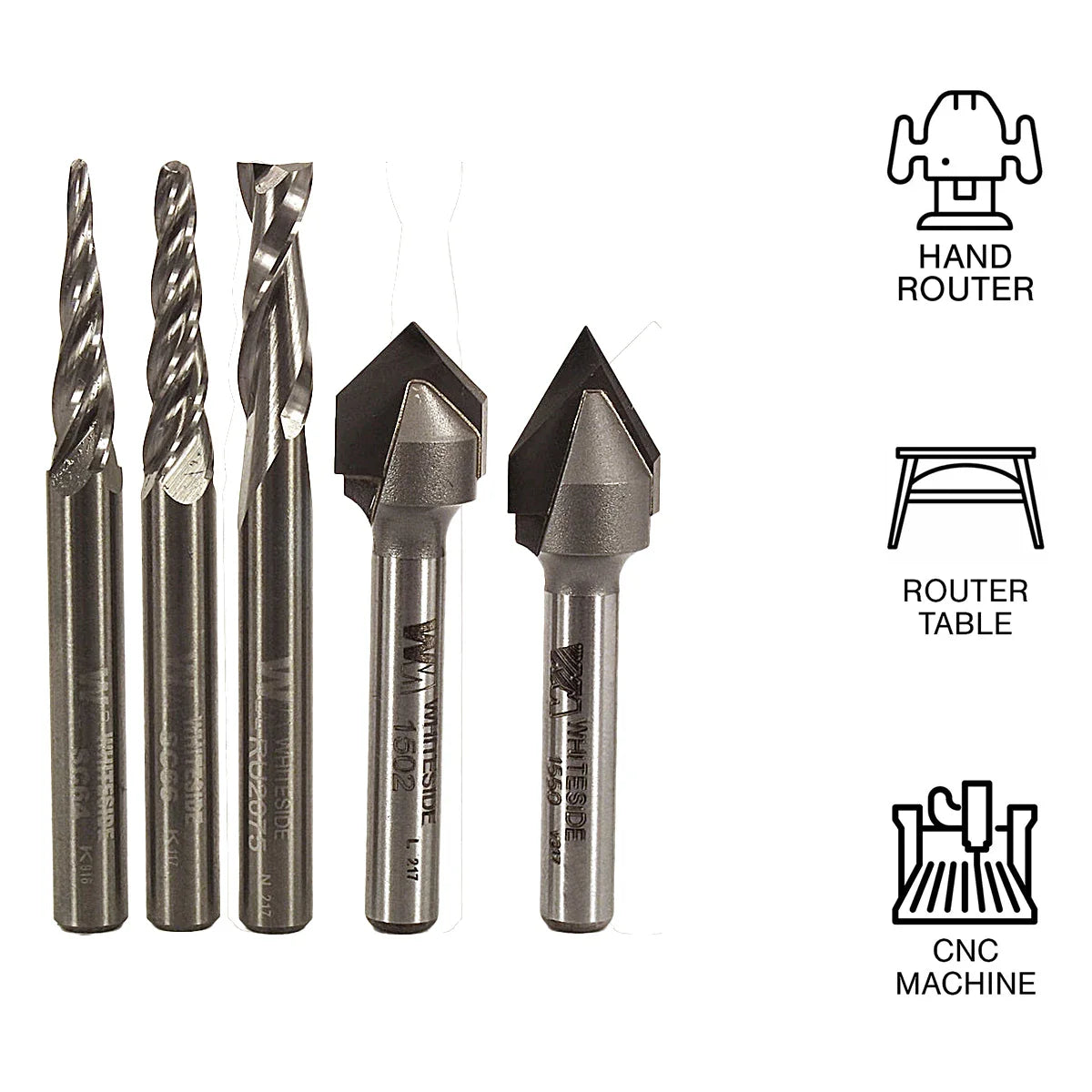 Whiteside WH705 5 Piece CNC Starter Bit Set 1/4" Shank