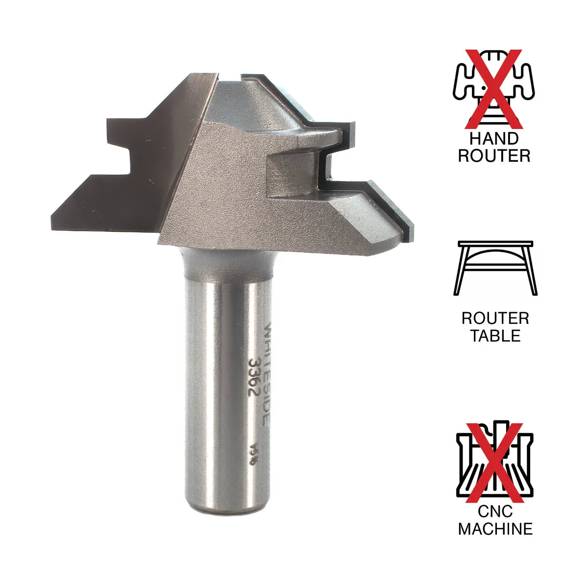 Whiteside WH3362 45° Lock Miter Glue Joint Bit 1/2 "SH, 2"LD