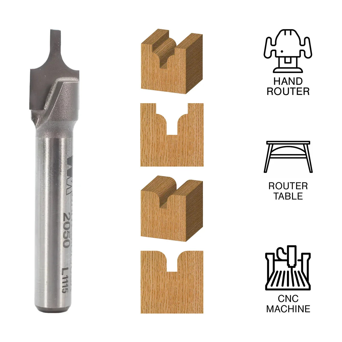 Whiteside WH2050 Plunge Roundover Bit 1/4"SH, 1/8"R, 3/8"LD, 1/8"SD