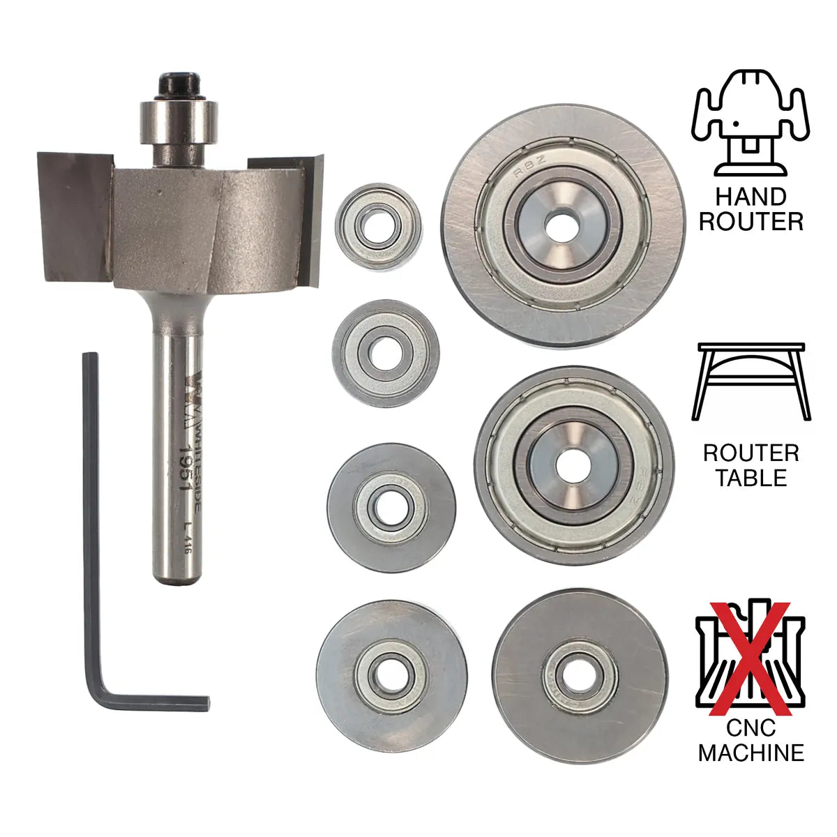 Whiteside WH1952 Multi-Rabbet Bit Set 1/4" Shank