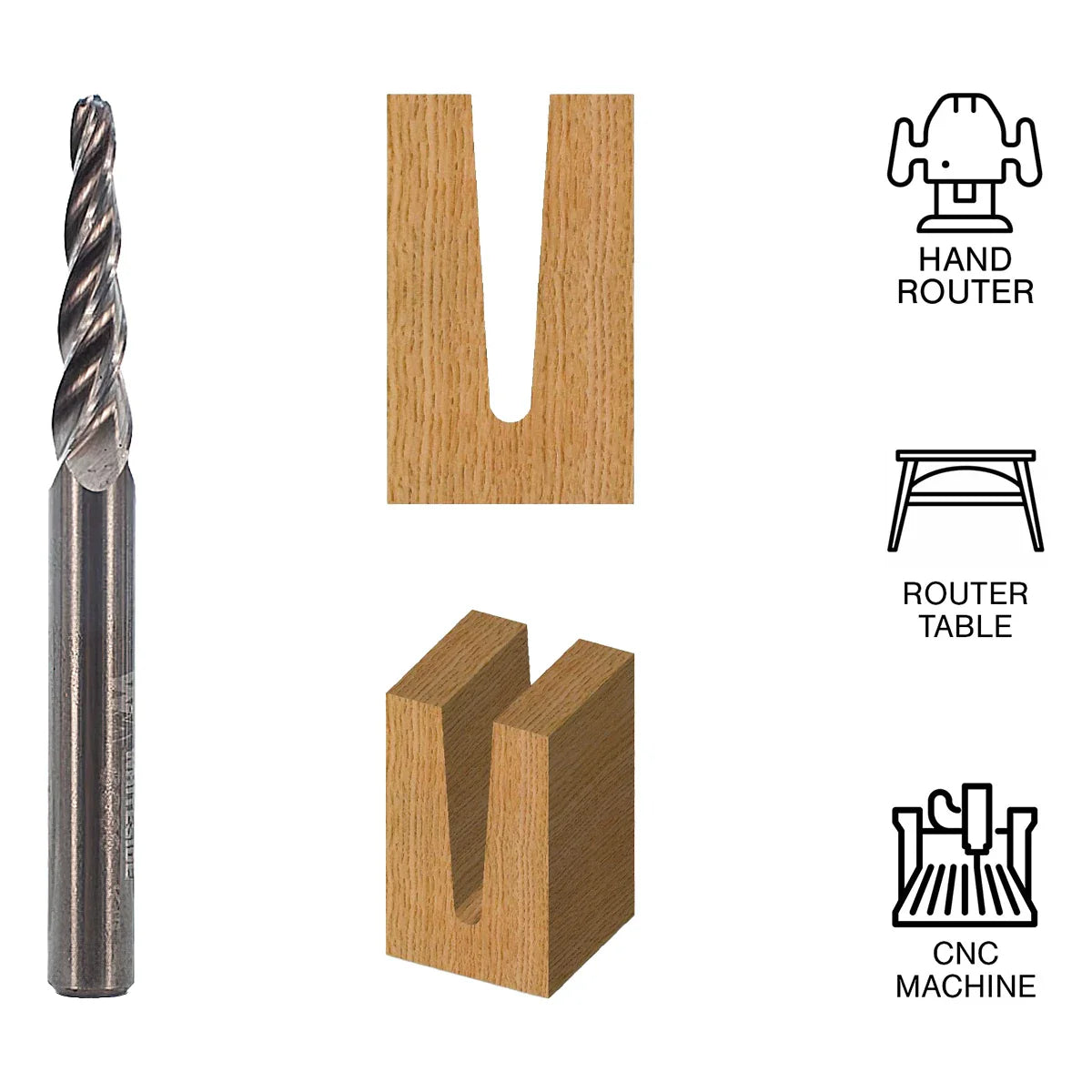 Whiteside WHSC64 Conical Ball Nose Spiral Bit 1/4"SH, 1/16"BD, 1/32"R, 11°Angle