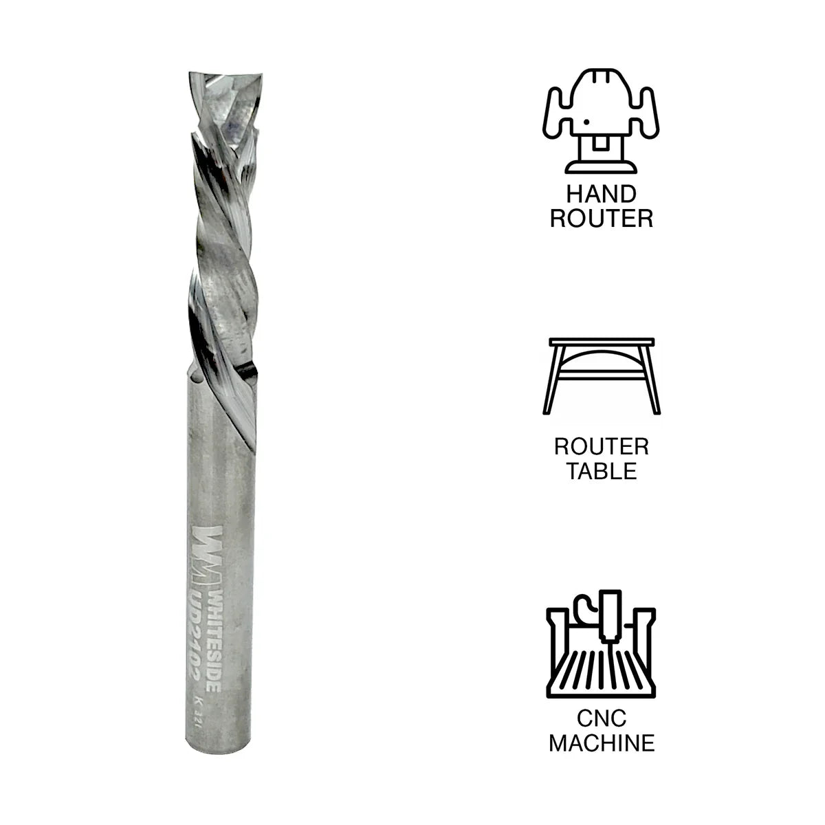 Whiteside WHUD2102 Compression Spiral Bit 1/4" SH, 1/4"CD, 1"CL