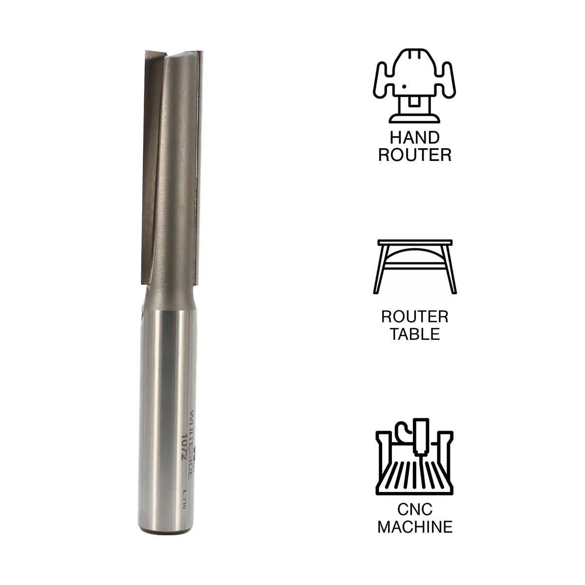 Whiteside WH1072 Straight Bit 1/2 "SH, 1/2"CD, 2"CL