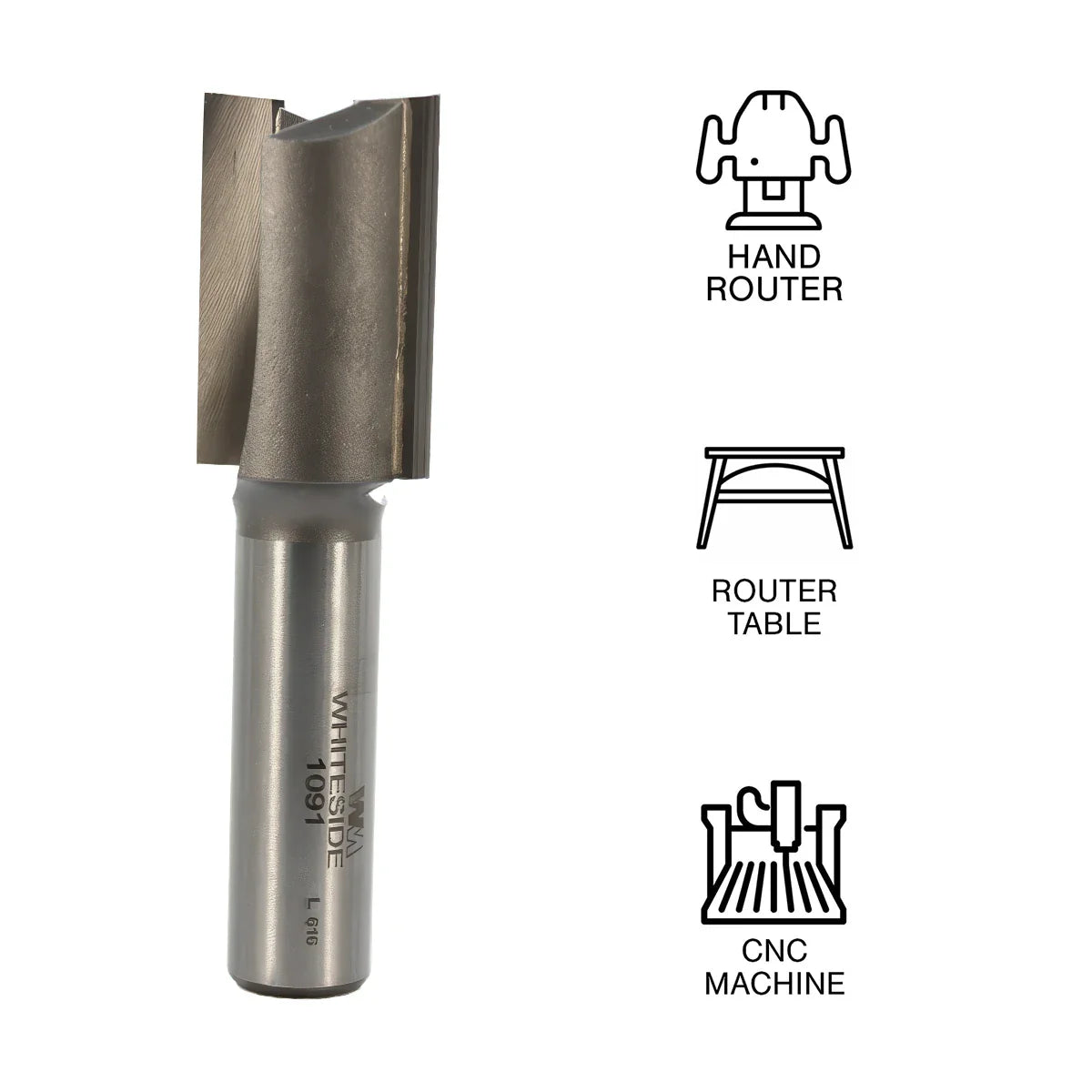 Whiteside WH1091 Straight Bit 1/2 "SH, 7/8"CD, 1-1/4"CL