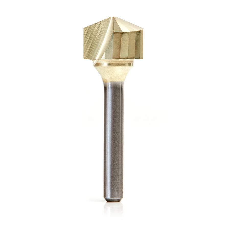 Amana Tool Carbide V-Groove 135 Deg. Folding for Composite Material Panels Like TCM, CCM, ACM, 0.078 Inch Tip Width x 1/2 x 3/4 Dia. x 1/4 Inch Shank ZrN Coated Router Bit 