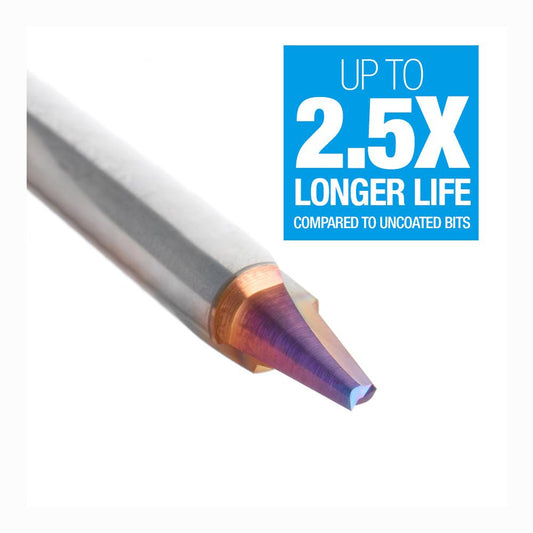 Amana Tool Solid Carbide V Groove Engraving 15 Deg x 3/16 Diameter x 1/2 x 1/4 Inch Shank Spektra™ Extreme Tool Life Coated Router Bit 