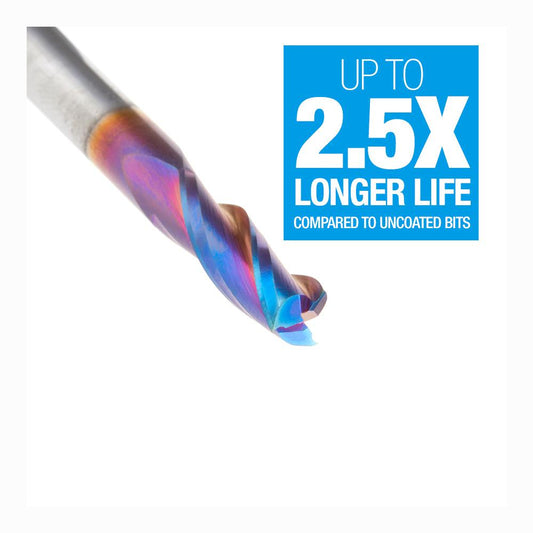 Amana Tool Solid Carbide Up-Cut Spiral 1/4 Diameter x 3/4 x 1/4 Shank x 2-1/2 Inch Long Composite, Fiberglass & Phenolic Cutting Spektra™ Extreme Tool Life Coated Router Bit 