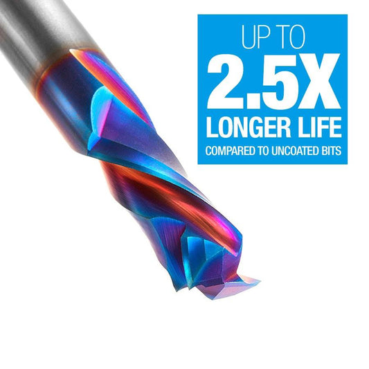 Amana Tool Solid Carbide Spektra™ Extreme Tool Life Coated Compression Spiral 3/8 Diameter x 7/8 x 3/8 Inch Shank 