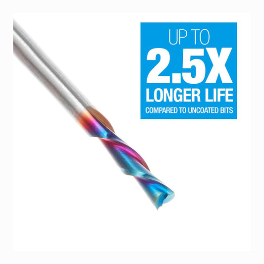 Amana Tool Solid Carbide Spektra™ Extreme Tool Life Coated Spiral Plunge 1/8 Diameter x 1/2 x 1/8 Inch Shank 