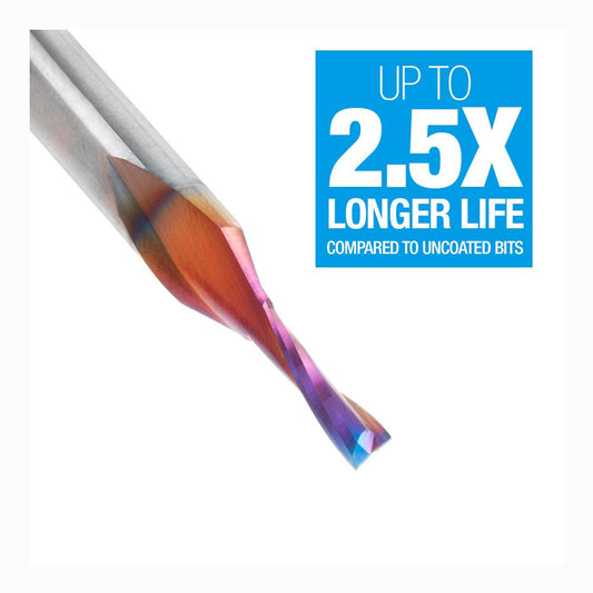 Amana Tool Solid Carbide Spektra™ Extreme Tool Life Coated Spiral Plunge for Solid Wood 1/8 Diameter x 1/2 x 1/4 Inch Shank Up-Cut 