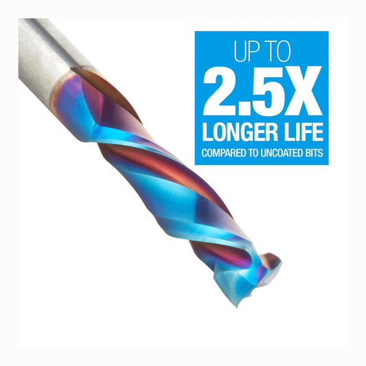 Amana Tool CNC Solid Carbide Spektra™ Extreme Tool Life Coated Mortise Compression Spiral 1/4 Diameter x 1 Inch x 1/4 Shank 