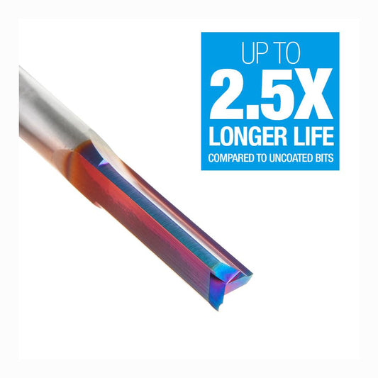 Amana Tool Solid Carbide Spektra™ Extreme Tool Life Coated Double Straight Flute Plastic Cutting 1/4 Diameter x 1 x 1/4 Inch Shank 