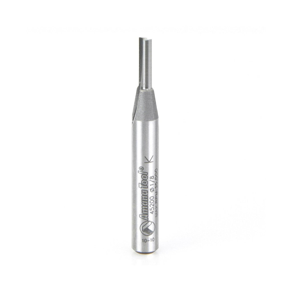 Amana Tool Solid Carbide Cutting Edge Straight Plunge High Production 1/8 Diameter x 7/16 x 1/4 Inch Shank 