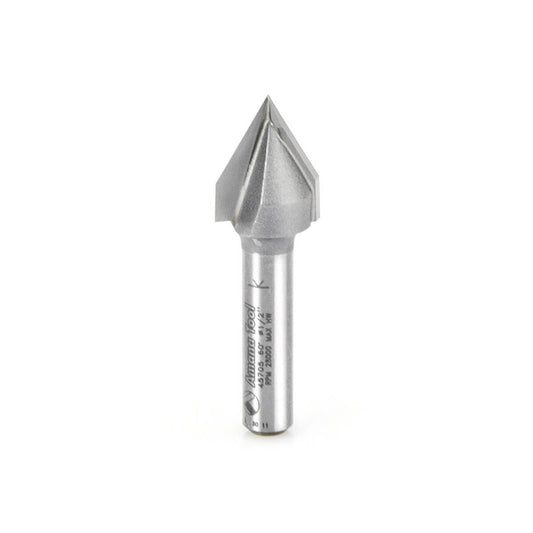 Amana Tool 45705 Carbide Tipped V-Groove 60 Deg x 1/2 Diameter x 7/16 x 1/4 Inch Shank
