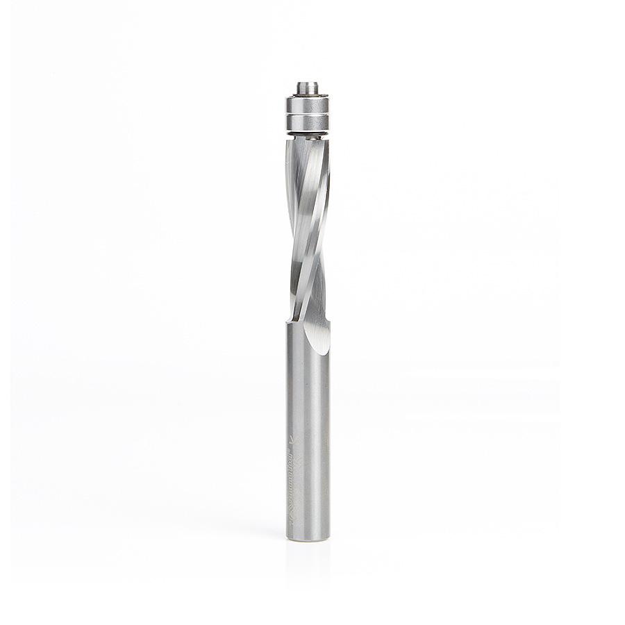 Amana Tool Solid Carbide UltraTrim Spiral 1/2 Diameter x 2 Inch x 1/2 Shank with Double Lower Ball Bearing Up-Cut 