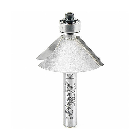 Amana Tool 49400 Carbide Tipped Chamfer 45 Degree x 1-1/4" Diameter x 1/2" x 1/4" Shank