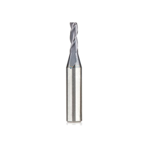 Amana Tool 51460 CNC Solid Carbide Spiral for Steel & Stainless Steel with AlTiN Coating 3-Flute x 1/8 Diameter x 3/8 x 1/4 Shank x 1-1/2 Inch Long Up-Cut Router Bit / 45º Corner Chamfer End Mill