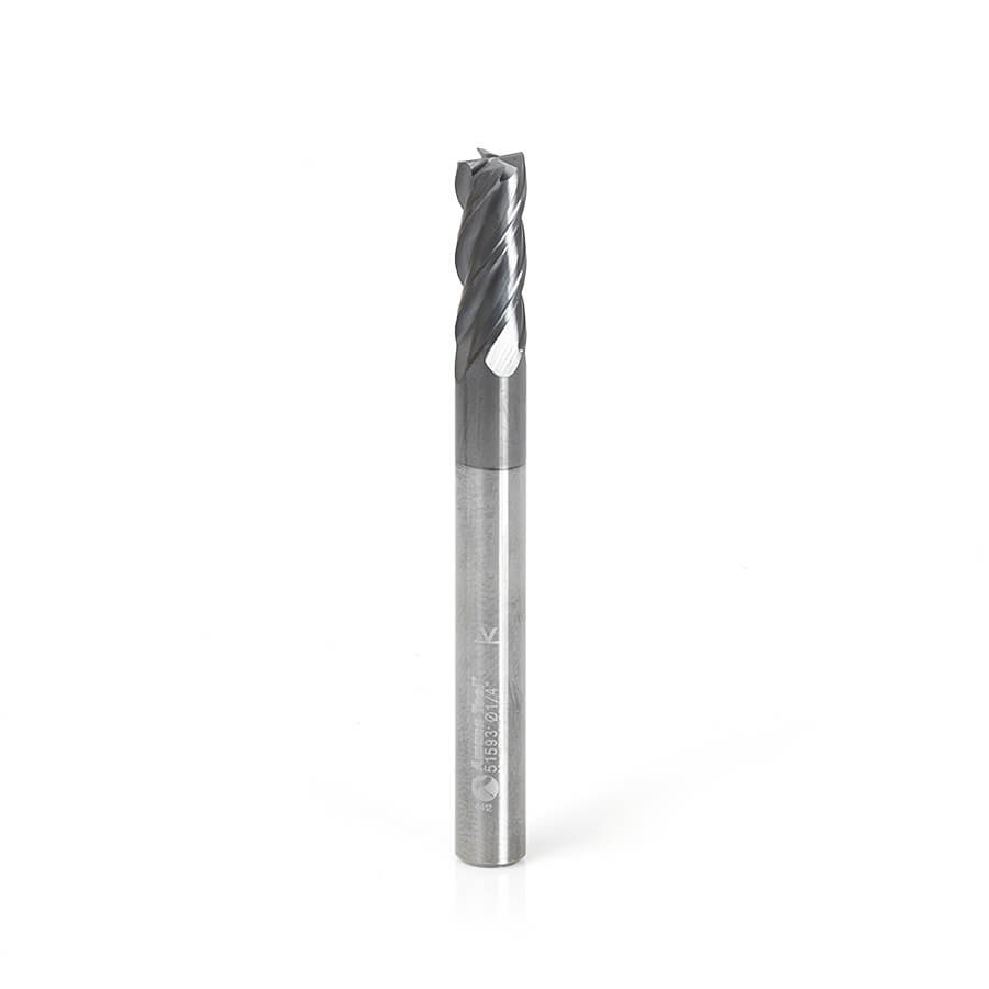 Amana Tool 51593 CNC Variable Helix Spiral Square Bottom 1/4 Diameter x 5/8 x 1/4 Shank Solid Carbide AlTiN Coated End Mill