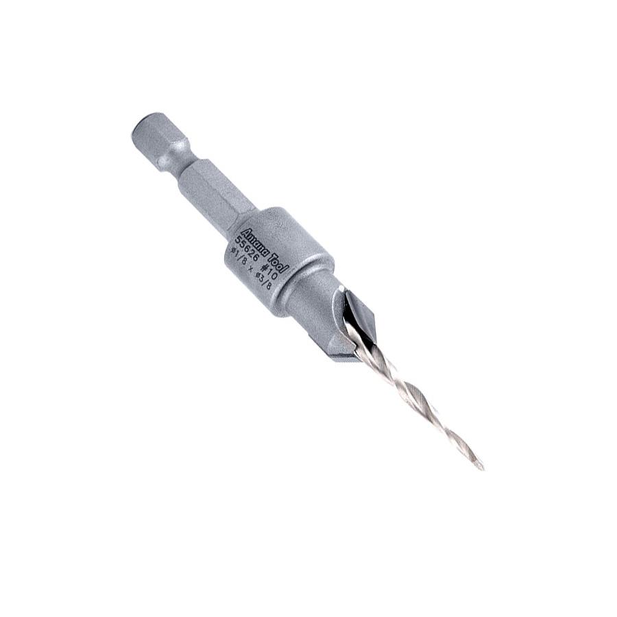 Amana Tool Carbide Tipped 82 Degree Countersink Taper #10 Screw 3/8 Diameter x 1/8 Drill Diameter x 1/4 Hex Shank 