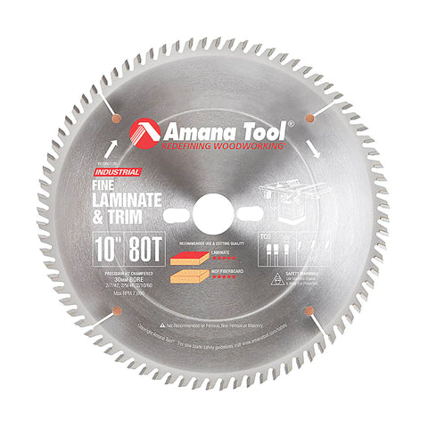 Amana Tool 610801-30 10" Carbide Tipped Fine Cut-Off and Crosscut Blade 30mm Bore
