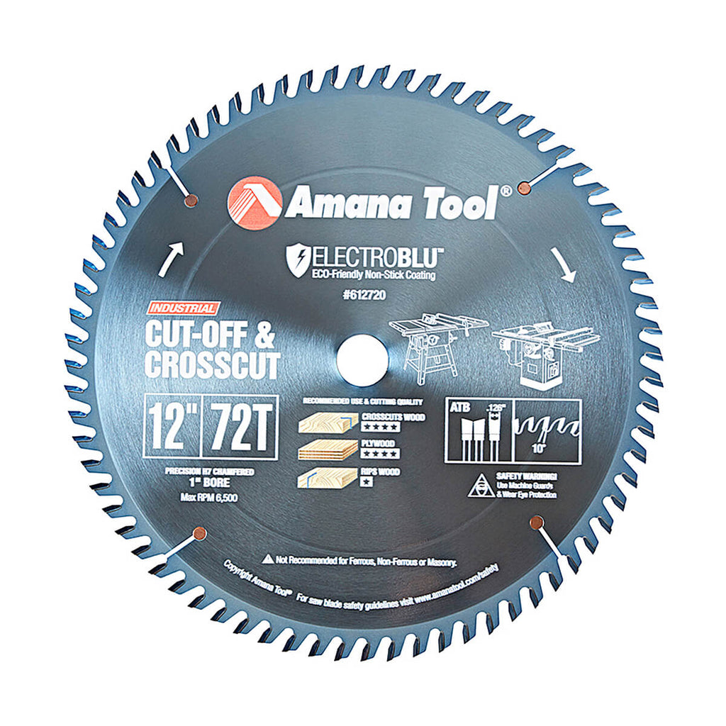 Amana Tool 612720C Electro-Blu™ Carbide Tipped Prestige™ Crosscut Saw Blade 12" 72 Tooth 1" Bore